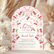 Convite para Chá de fraldas de Cherry de Arco rosa