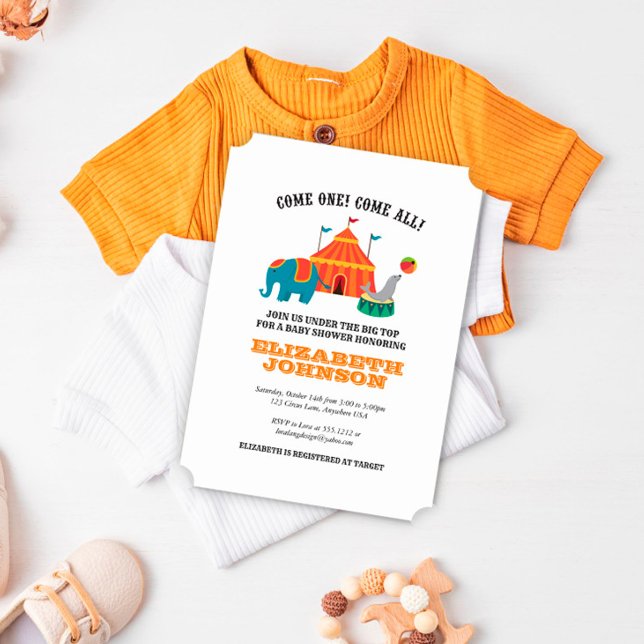 Convite para Chá de fraldas de Circo Vintage (Criador carregado)
