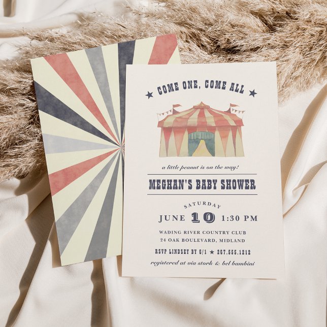 Convite para Chá de fraldas de Circo Vintage (Criador carregado)