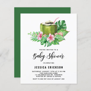 Convite para Chá de fraldas de Coco de Aquarela