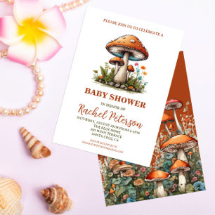 Convite para Chá de fraldas de cogumelo