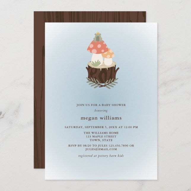 Convite para Chá de fraldas de cogumelo (Frente/Verso)