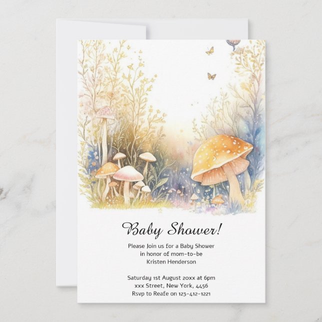 Convite para Chá de fraldas de cogumelo (Frente)