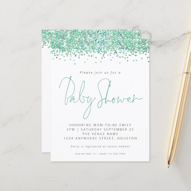 Convite para Chá de fraldas de Coleta de Tetos de  (Frente/Verso In Situ)