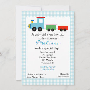 Convite para Chá de fraldas de Comboio Azul