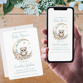 Convite para Chá de fraldas de Coruja de Aquarela