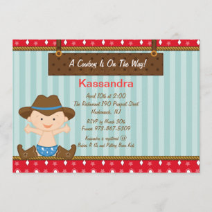 Convite para Chá de fraldas de cowboy Ocidental