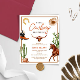 Convite para Chá de fraldas de cowboy Rodeo