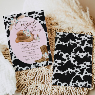 Convite para Chá de fraldas de Cowgirl do País