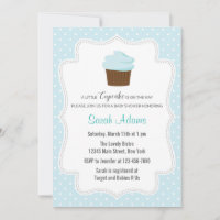 Convite para Chá de fraldas de Cupcake Azul
