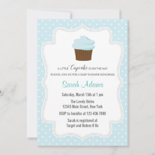 Convite para Chá de fraldas de Cupcake Azul