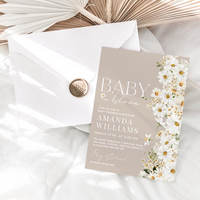 Convite para Chá de fraldas de Daisy Boho Wildflow (Criador carregado)