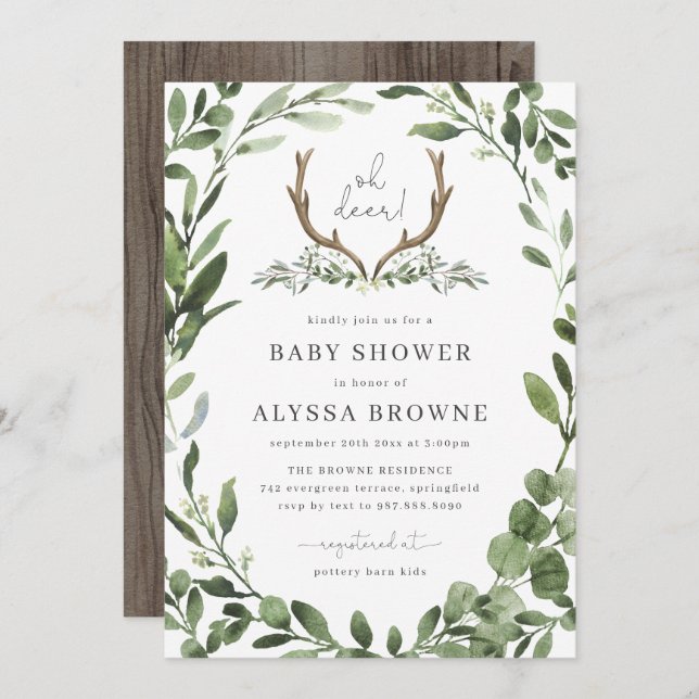 Convite para Chá de fraldas de Deer Lumberjack (Frente/Verso)