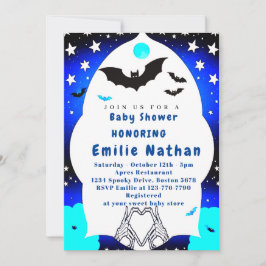 Convite para chá de fraldas de Dia das Bruxas Azul