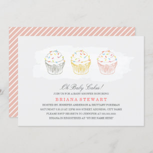 Convite para Chá de fraldas de doces de bolos