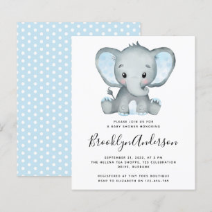 Convite para Chá de fraldas de Elefante Azul BUDG