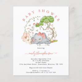 Convite para Chá de fraldas de Elefante Coral Girl