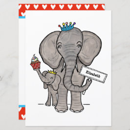 Convite para Chá de fraldas de Elefante Cute Perso