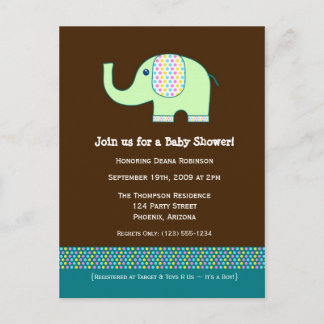 Convite para Chá de fraldas de Elefante para Bebês