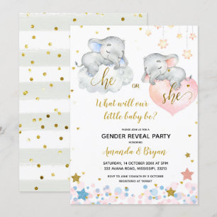 Convite para Chá de fraldas de Elefante Revelaç