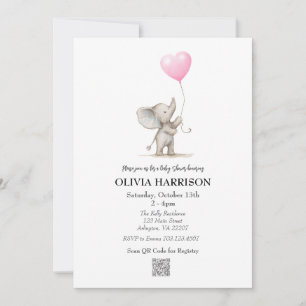 Convite para Chá de fraldas de Elefante Rosa