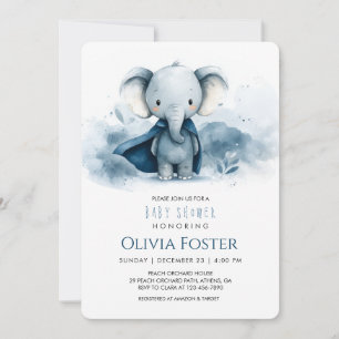 Convite para Chá de fraldas de Elefante Super Heró