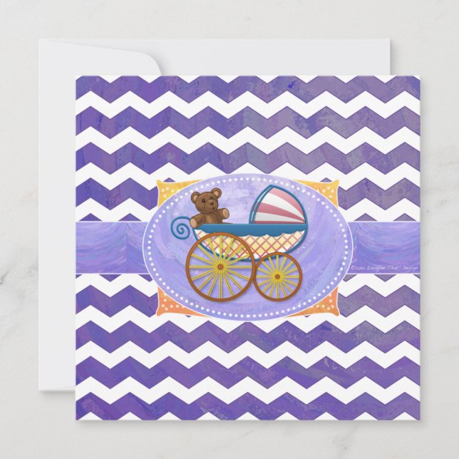 Convite para Chá de fraldas de esfregaço de mirtil (Frente)