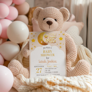 Convite para Chá de fraldas de Estrelas Rosa Twink