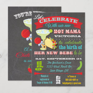 Convite para Chá de fraldas de Fiesta Hot Mama Mex