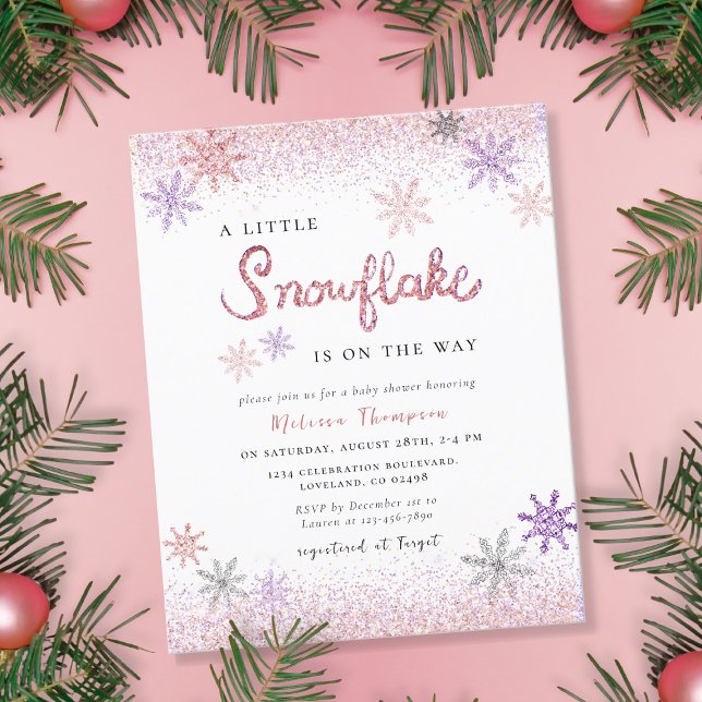 Convite para Chá de fraldas de Floco de Neve Peque (Criador carregado)