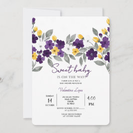 Convite para Chá de fraldas de Flor Branco Colorid