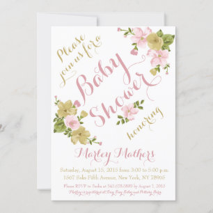 Convite Para Chá de fraldas De Flor Pintado Com A 