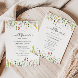 Convite para chá de fraldas de flor selvagem