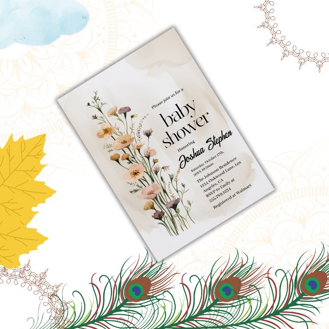 Convite para Chá de fraldas de Flor Selvagem (Criador carregado)