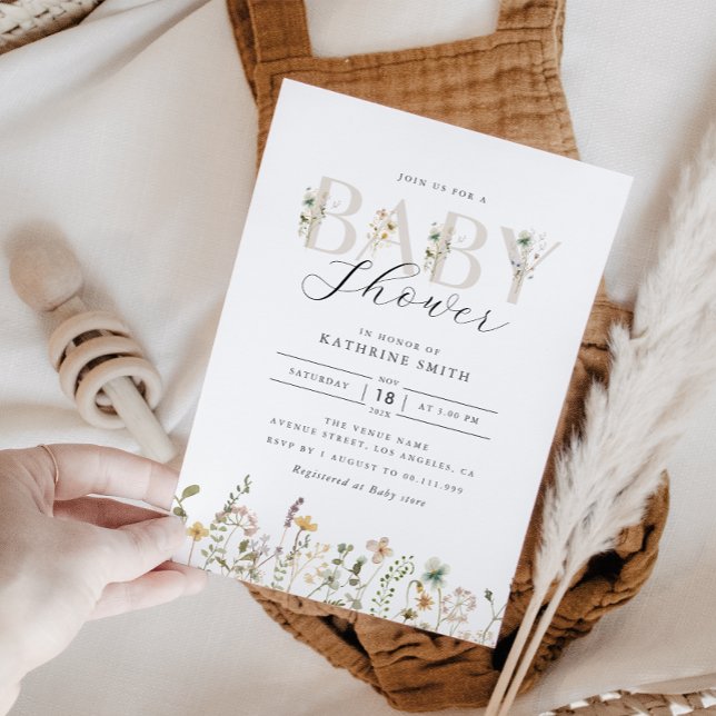 Convite para Chá de fraldas de flor selvagem (Criador carregado)