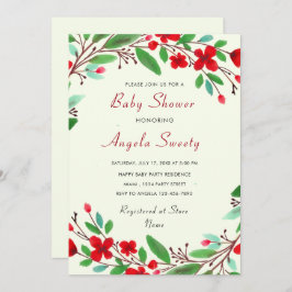 Convite para Chá de fraldas de Flores de Aquarela