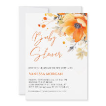 Convite para Chá de fraldas de Flores de Aquarela 