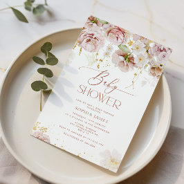 Convite para chá de fraldas de flores de jardim