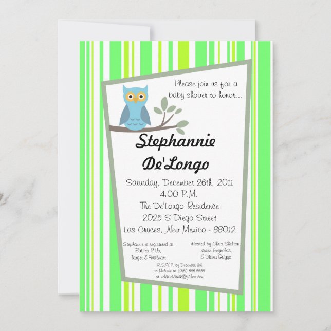 Convite para Chá de fraldas de Forrest Ownership,  (Frente)