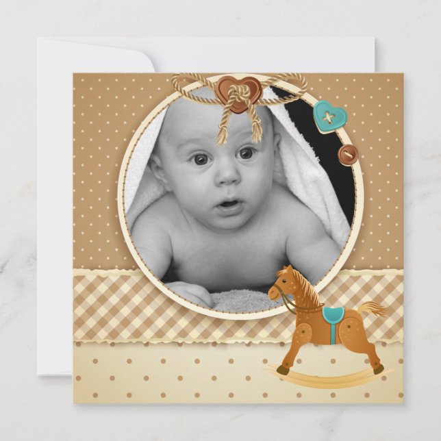 Convite para Chá de fraldas de Foto do Baby Boy (Frente)