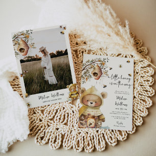 Convite para Chá de fraldas de Fotografia do Urso 