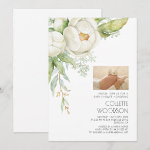 Convite para Chá de fraldas de Fotografia Floral 