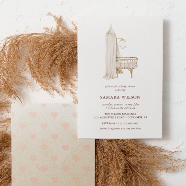 Convite para Chá de fraldas de Garota Chic do Boho (Criador carregado)