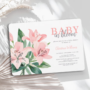Convite para Chá de fraldas de Garota Floral Rosa