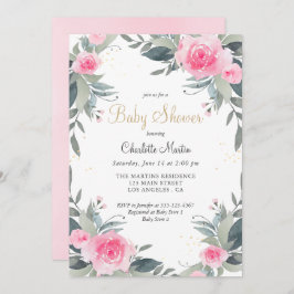 Convite para Chá de fraldas de Garota Verde Floral