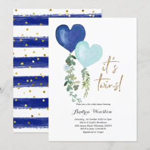 Convite para Chá de fraldas de Garoto Gêmeo Bal