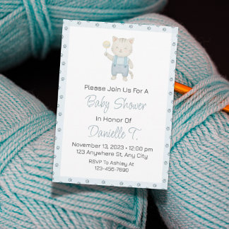 Convite para Chá de fraldas de Gatinhos de Aquarel