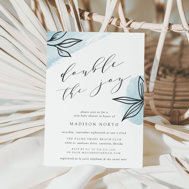 Convite para Chá de fraldas de Gêmeos do Jardim Se (Criador carregado)