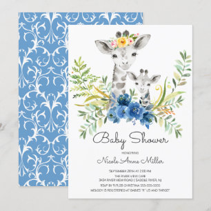 Convite para Chá de fraldas de Girafa Selva Ador