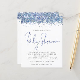 Convite para Chá de fraldas de Glitter Azul de Orç